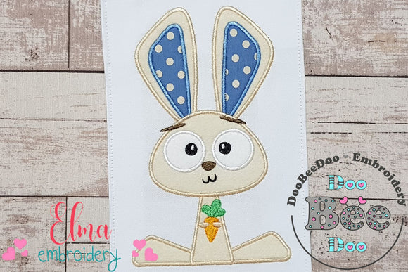 Silly Easter Rabbit with Carrot - Applique