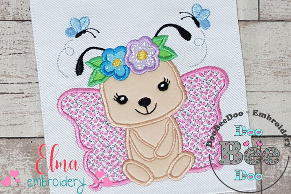 Butterfly Big Wings and Flowers - Applique