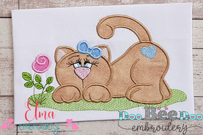 Cute Cat Girl - Applique - Machine Embroidery Design
