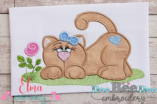 Cute Cat Girl - Applique - Machine Embroidery Design