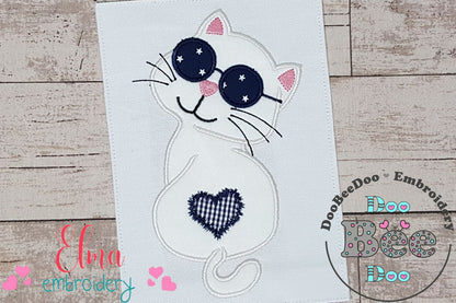 Cat Cool Kitty - Applique - Machine Embroidery Design