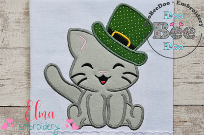 St. Patrick Happy Cat - Applique