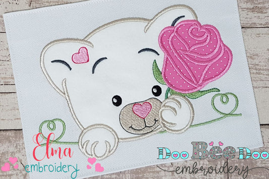 Cute Cat and Flower - Applique