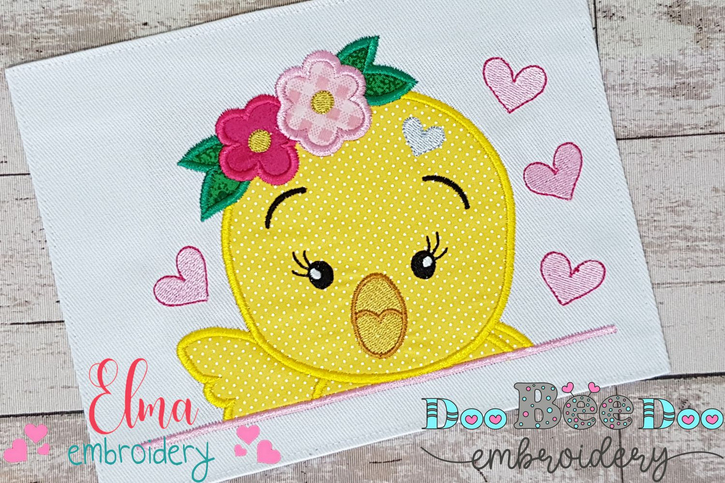 Chick Girl with Flowers - Applique