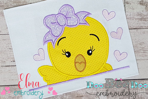Chick Girl with Bow - Applique