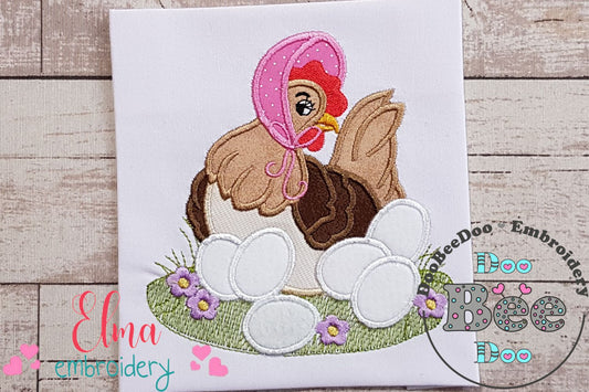 Chicken with Hat and Eggs - Applique