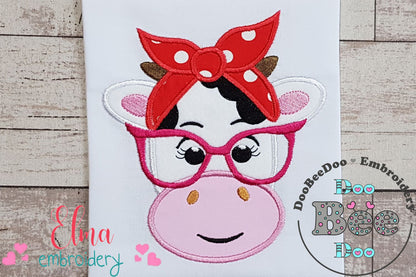 Cow Girl with Bandana and Glasses - Applique Embroidery