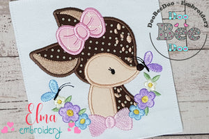 Doe Flowers - Little Deer - Applique