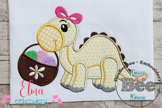 Easter Basket Dinosaur Girl - Applique