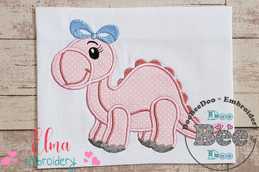 Cute Dinosaur Girl - Applique - Machine Embroidery Design