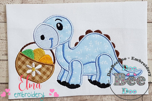 Easter Basket Dinosaur Boy - Applique Embroidery