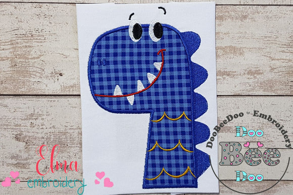 Blue Dinosaur - Applique Embroidery