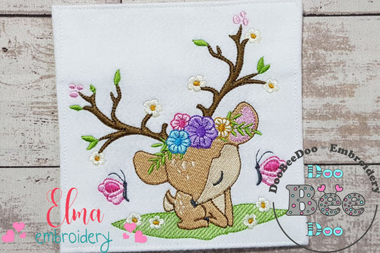 Cute Little Spring Deer - Fill Stitch - Machine Embroidery Design