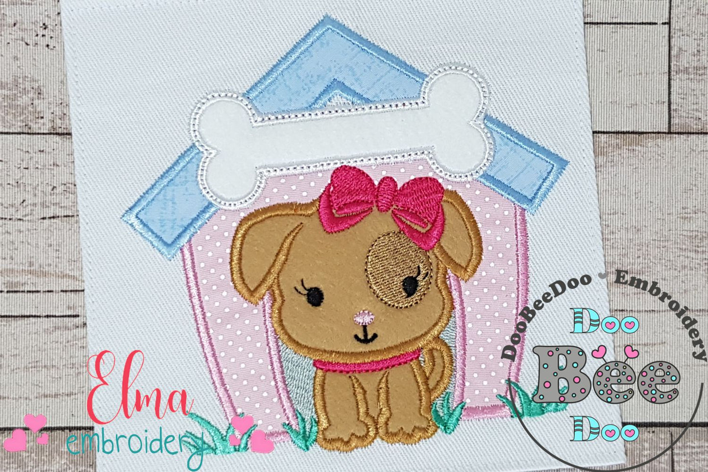 Dog Girl Puppy House - Applique