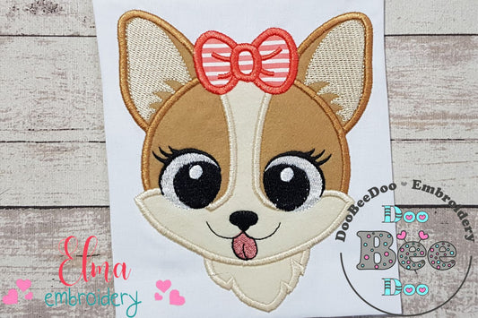 Corgi Dog Girl Puppy - Applique - Machine Embroidery Design