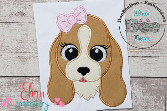 Basset Dog Girl Puppy - Applique - Machine Embroidery Design
