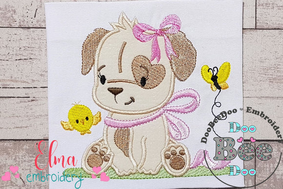 Puppy Girl, Bird and Butterfly - Applique