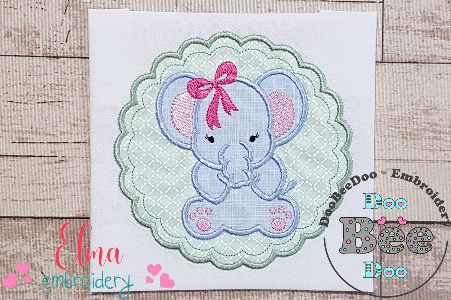 Elephant Girl and Frame - Applique