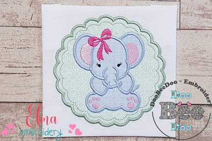 Elephant Girl and Frame - Applique