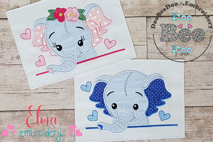 Elephant Boy and Girl - Set of 2 designs - Applique
