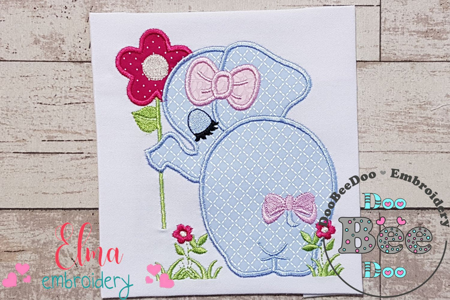 Elephant Girl with Flower - Applique Embroidery