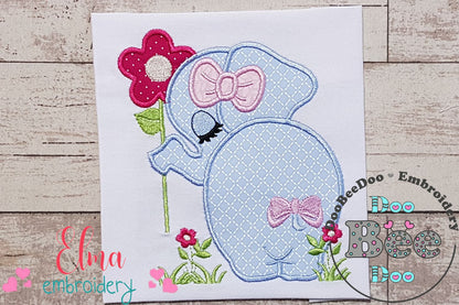 Elephant Girl with Flower - Applique Embroidery