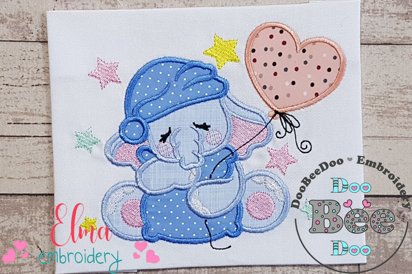 Elephant Hugging a Pillow - Applique