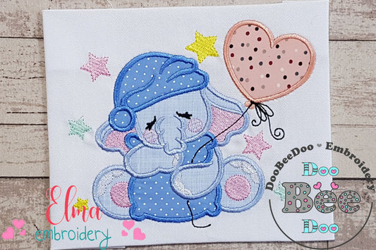 Elephant Hugging a Pillow - Applique