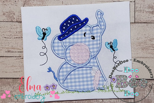 Elephant Boy with Hat - Applique