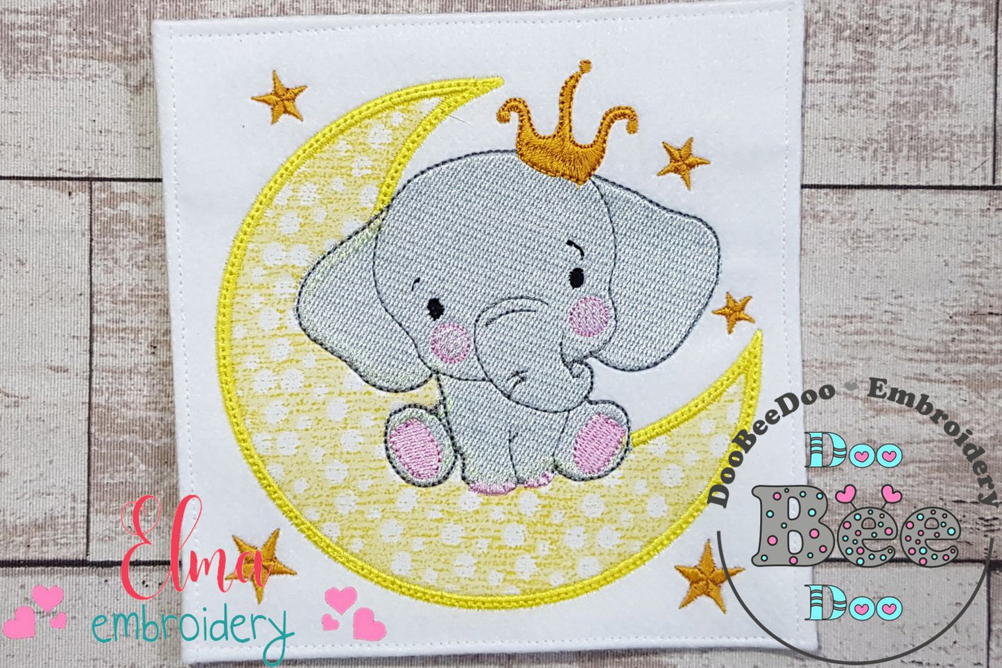 Prince Elephant on the Moon - Applique