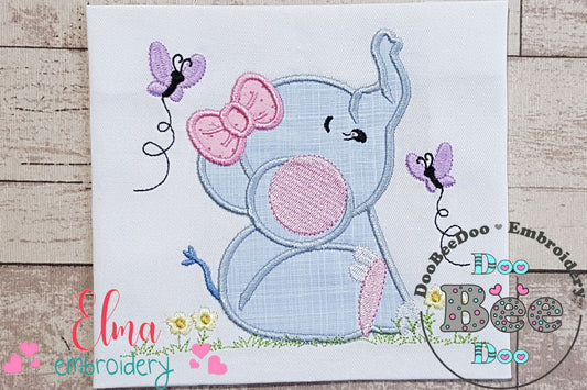 Elephant Girl - Applique - Machine Embroidery Design