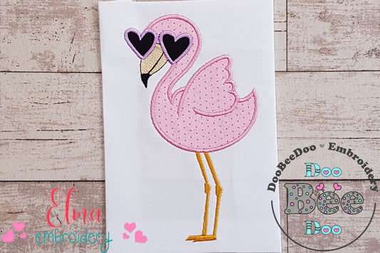 Flamingo with Sunglasses - Applique - Machine Embroidery Design
