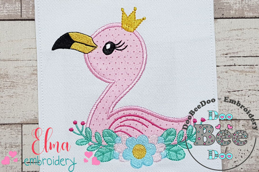 Princess Flamingo - Applique - Machine Embroidery Design