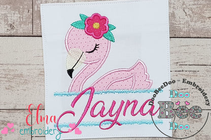 Split Flamingo Girl - Applique - Machine Embroidery Design