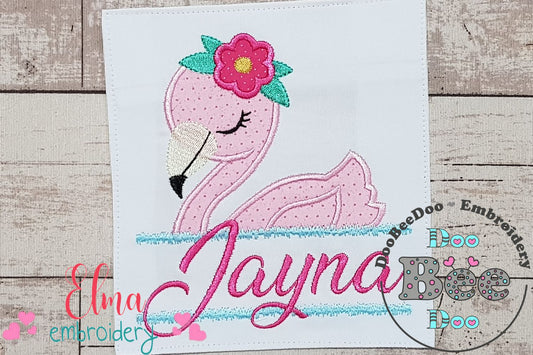 Split Flamingo Girl - Applique - Machine Embroidery Design