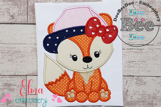 Fox Girl with Hat and Bow - Applique