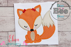 Cute Fox Girl - Applique - Machine Embroidery Design