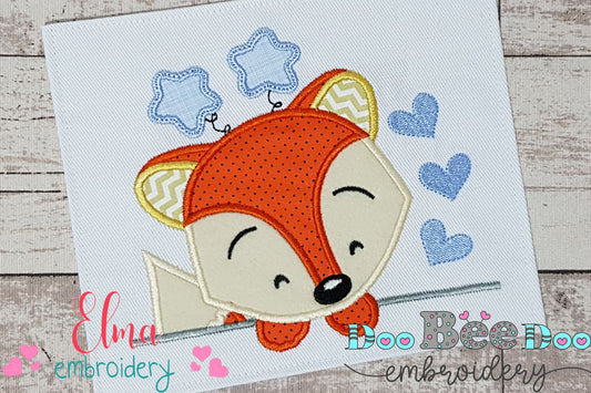 Cute Fox Boy Smiling - Applique