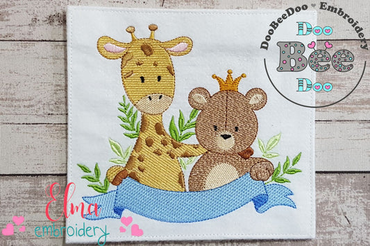 Giraffe and Prince Bear - Fill Stitch