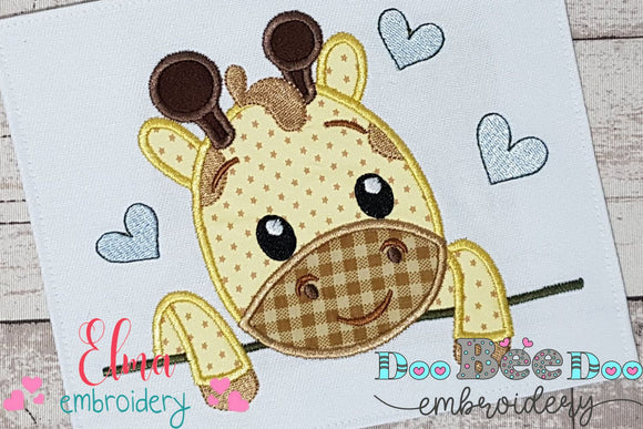 Giraffe Boy Smiling - Applique Embroidery