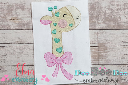 Cute Giraffe with Bow - Fill Stitch