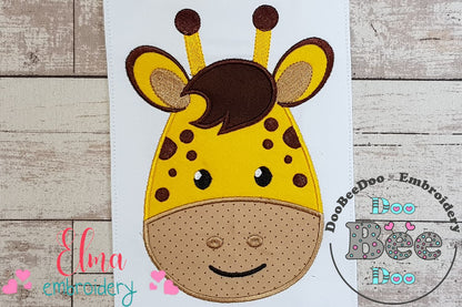 Giraffe Face Boy - Applique - Machine Embroidery Design