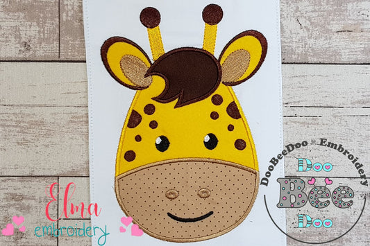 Giraffe Face Boy - Applique - Machine Embroidery Design