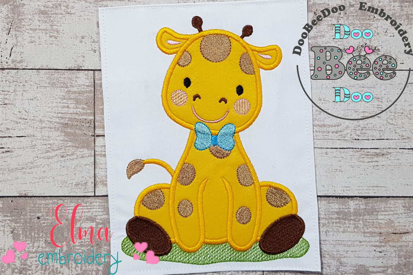 Giraffe Boy with Bow - Applique