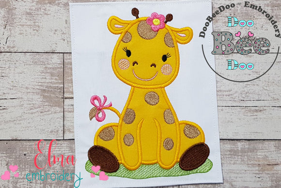 Giraffe Girl with Bow - Applique - Machine Embroidery Design