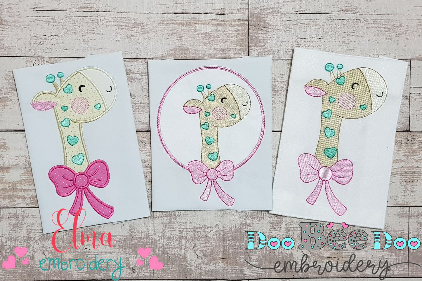Cute Giraffe with Bow Collection - Fill Stitch & Applique - Set of 3 designs