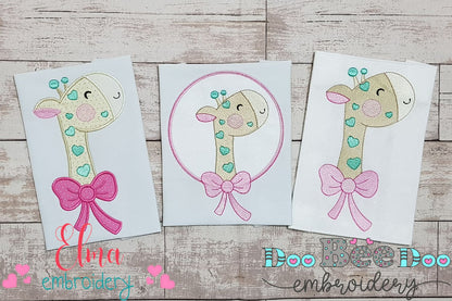 Cute Giraffe with Bow Collection - Fill Stitch & Applique - Set of 3 designs