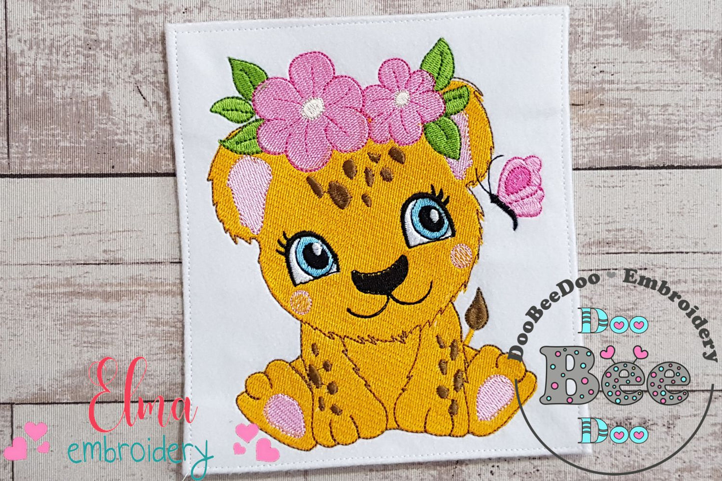 Jaguar Girl with Flowers - Fill Stitch - Machine Embroidery Design