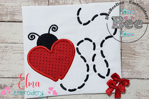 Valentines Heart Ladybug - Applique