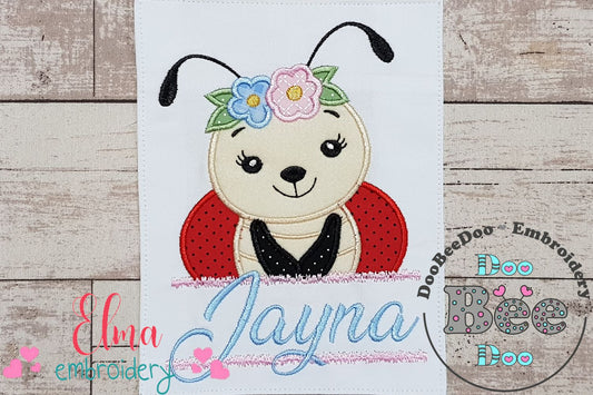 Split Lady Bug Girl - Applique